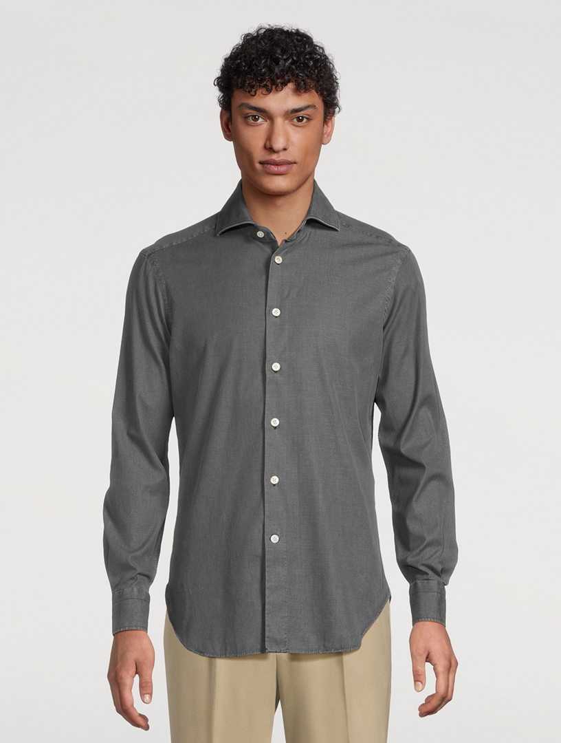 $395 PAUL SMITH DESIGNER Houndstooth purchases Button-Down Shirt in Gray - Men's Medium