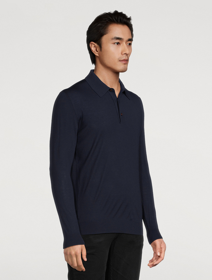 Wool Long-Sleeve Polo