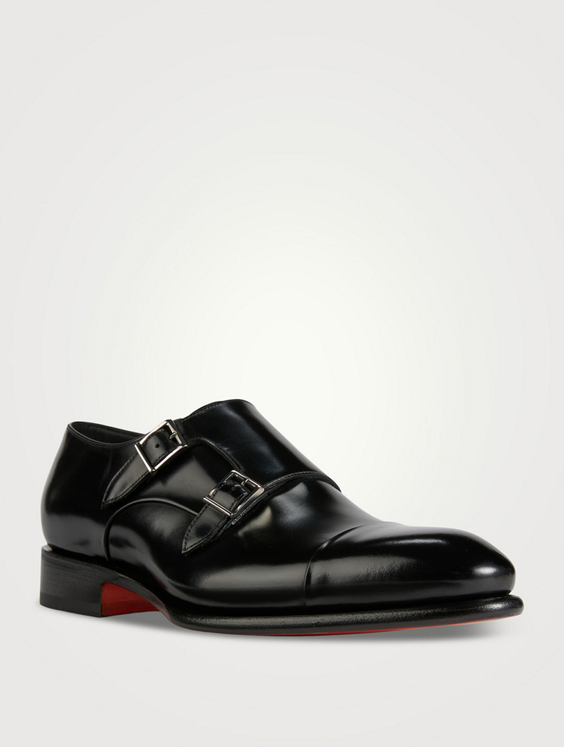 Polished Leather Monk Strap Shoes