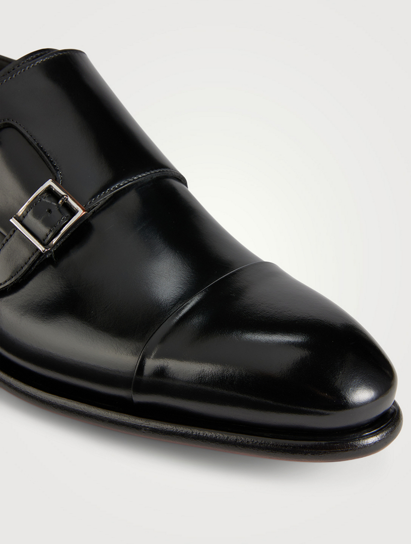 Polished Leather Monk Strap Shoes