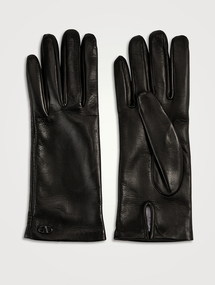VLogo Short Leather Gloves