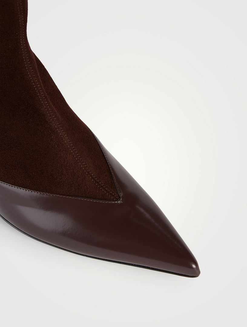 Vega Leather And Suede Sock Boots