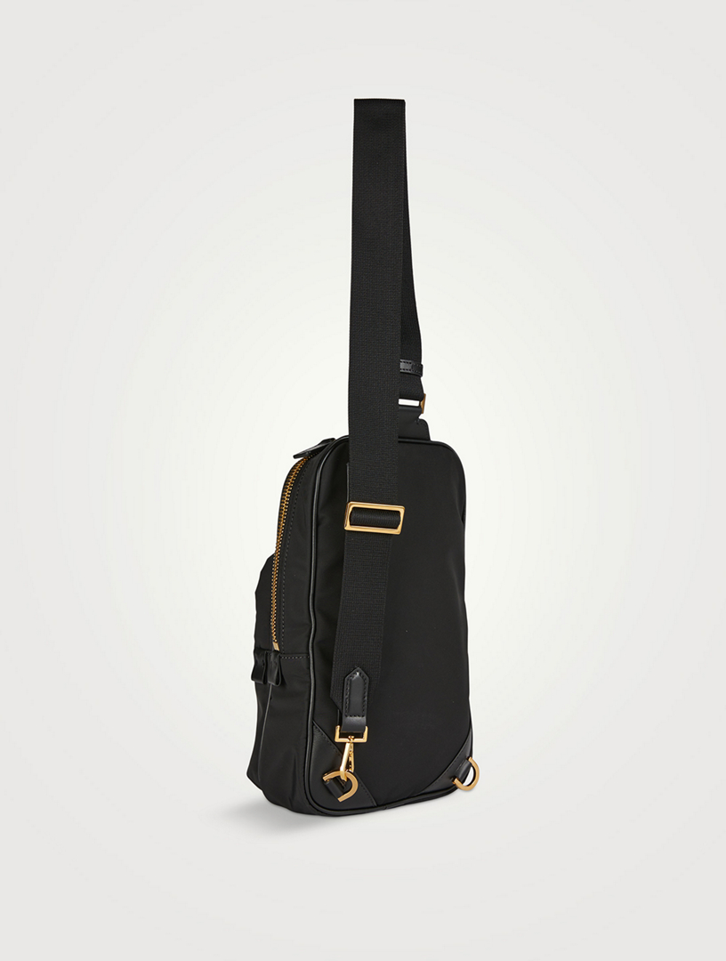 Nylon And Leather Sling Bag