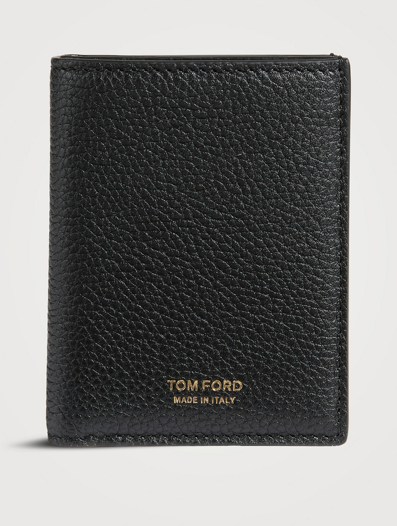 Grain Leather Folding Cardholder