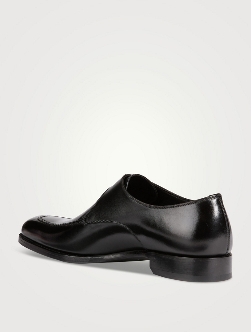 Burnished Leather Monk Strap Shoes