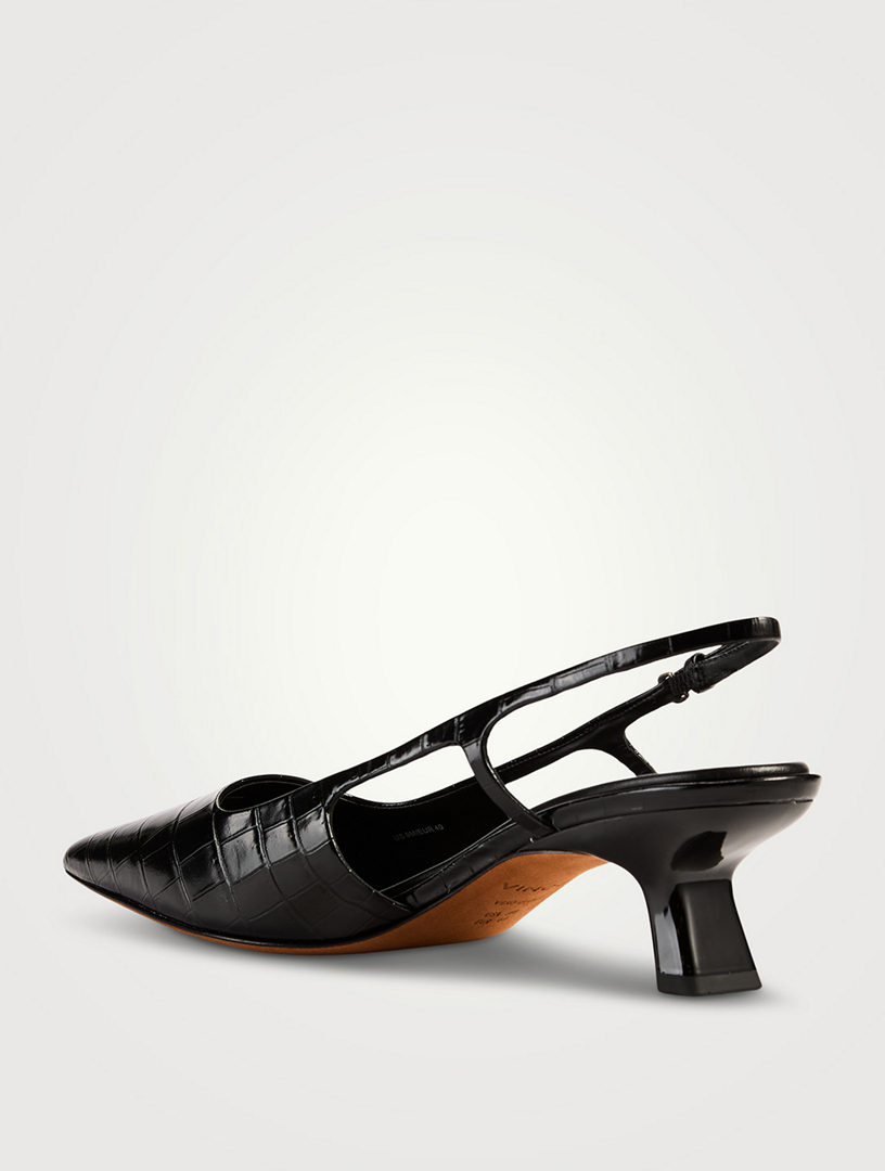 Bianca Croc-Embossed Leather Slingback Pumps