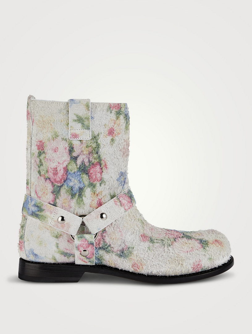 Bottes motardes Campo en suède à imprimé floral