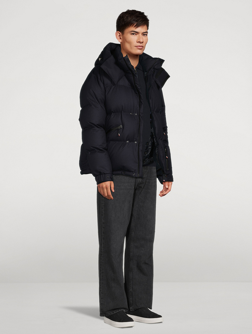 MONCLER | Caen Hooded Shearling Long Down Jacket 関税込 Black & Beige Khloe Hooded Shearling Long Down Jacket - test