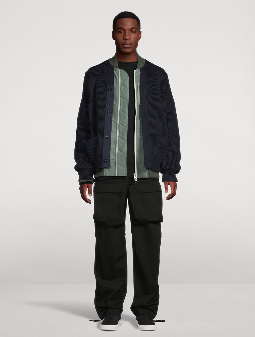Nylon Twill x Knit Cardigan