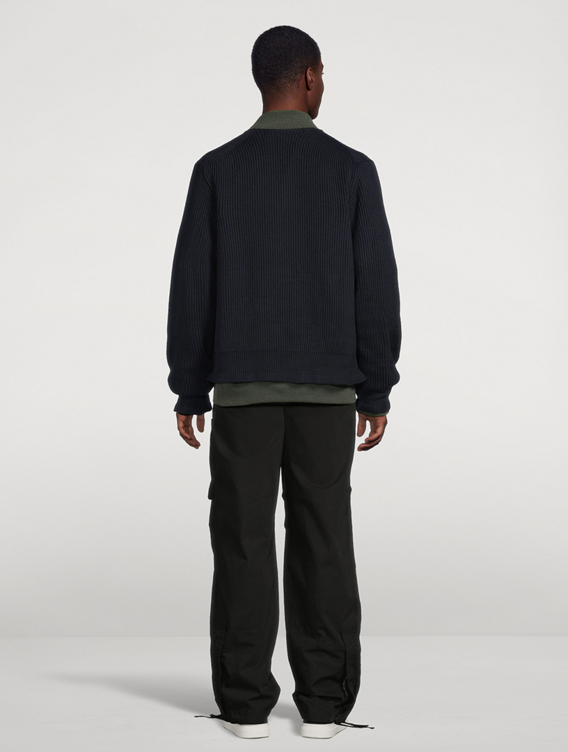 Nylon Twill x Knit Cardigan