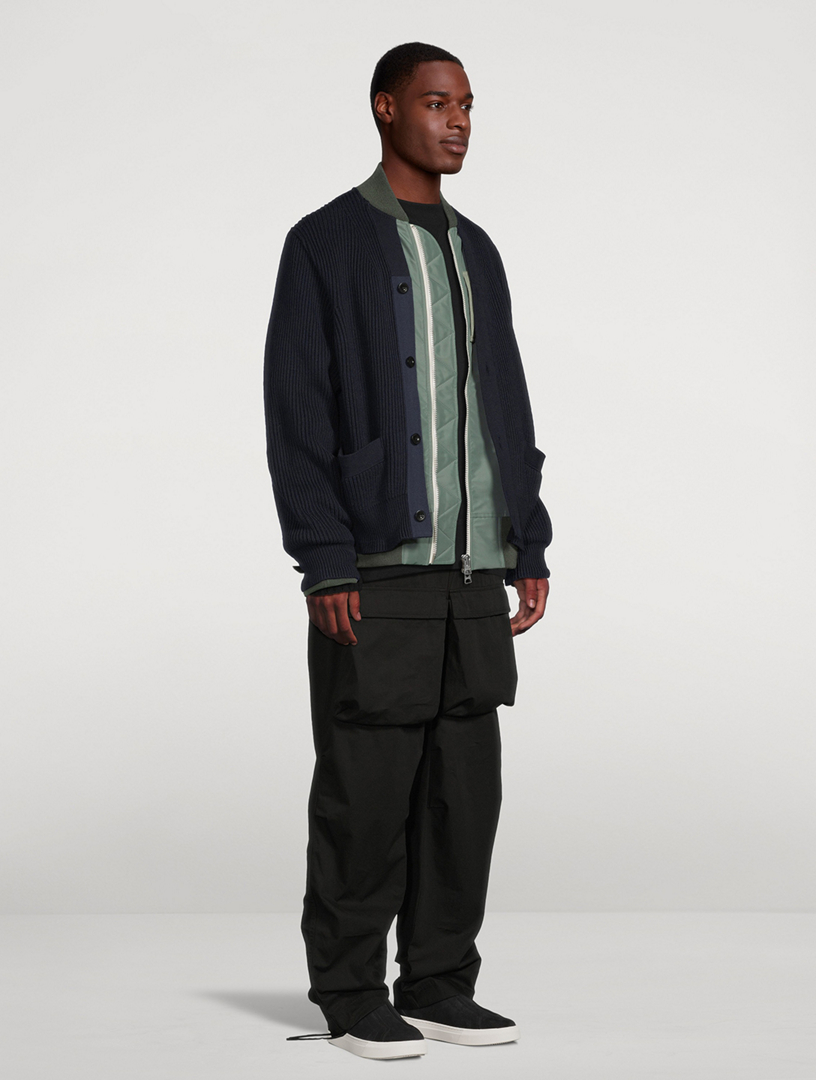 Nylon Twill x Knit Cardigan