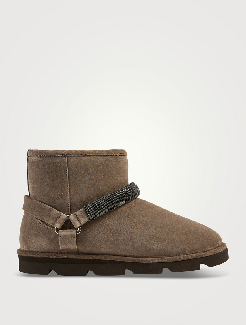 Shearling-Lined Suede Ankle Boots