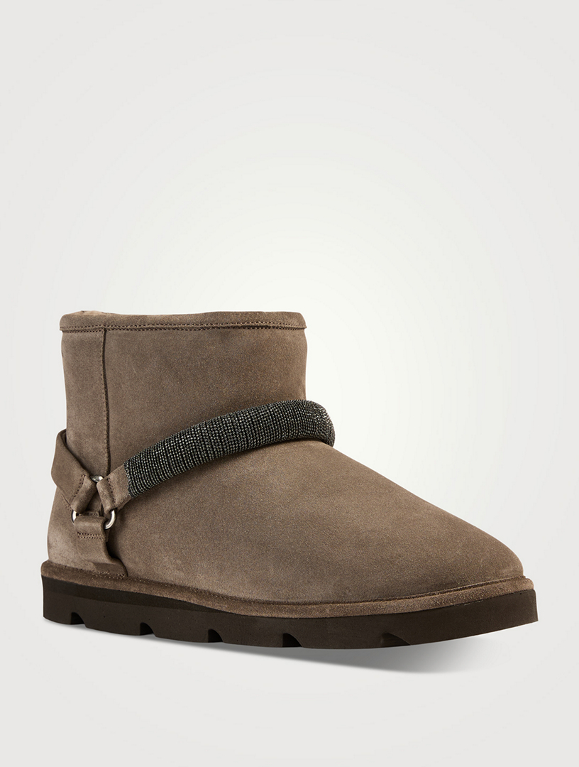 Shearling-Lined Suede Ankle Boots