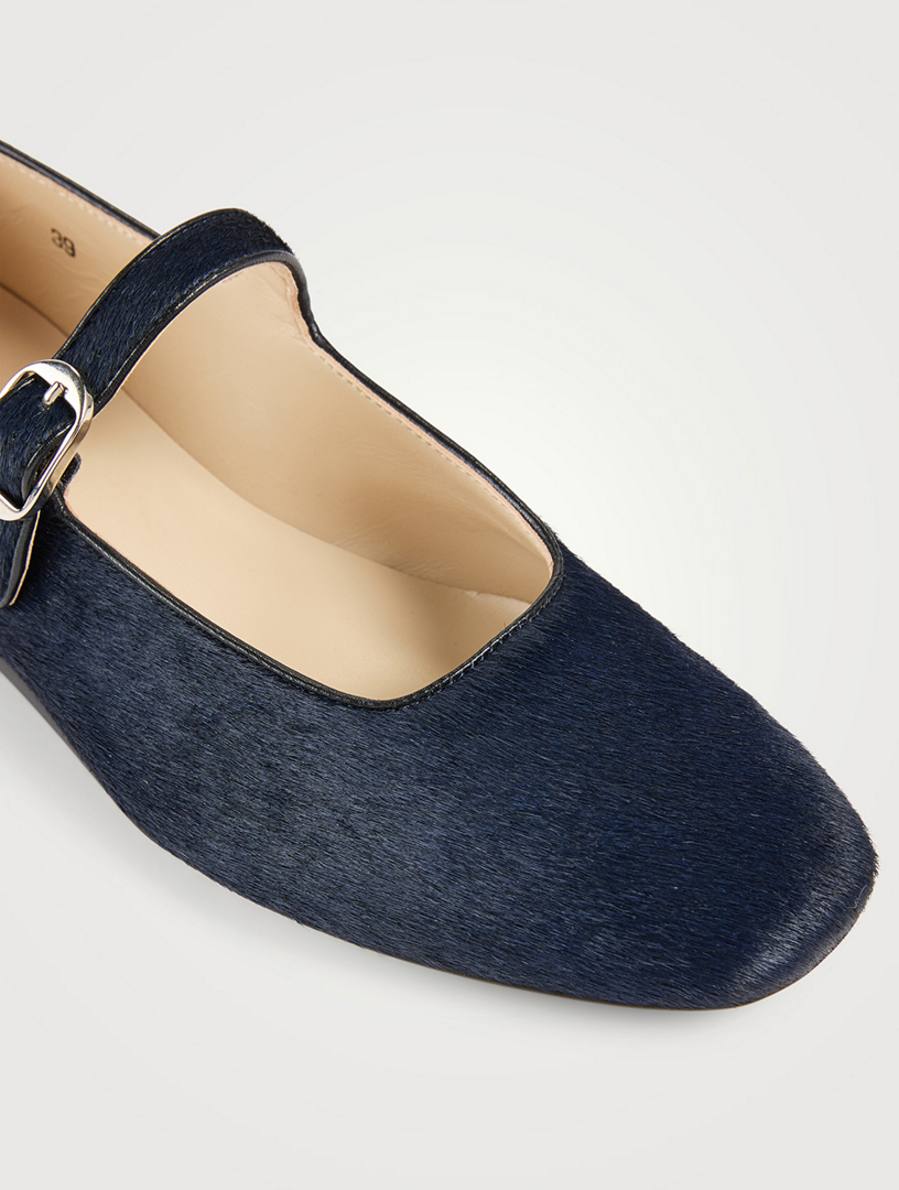 Calf Hair Mary Jane Ballet Flats