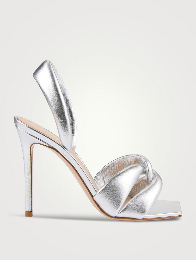 Metallic Leather Slingback Sandals