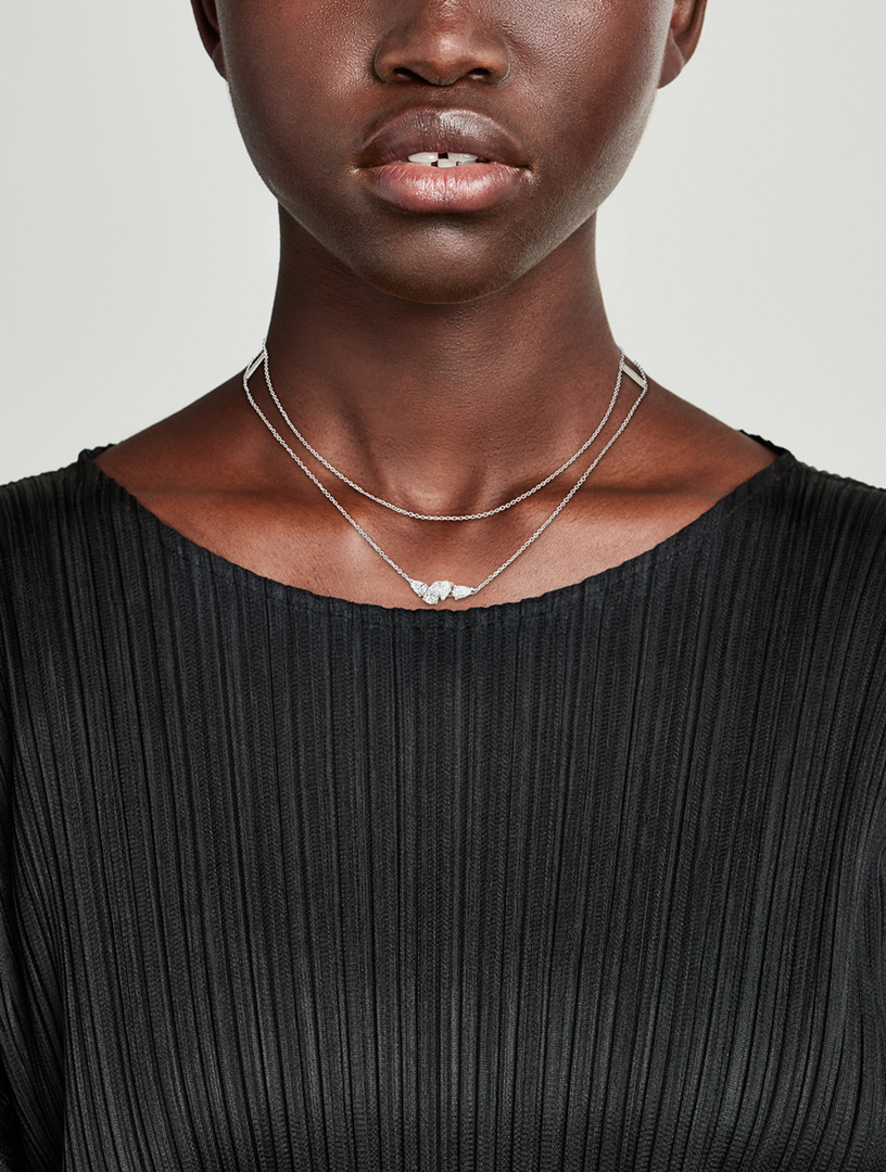Serti Sur Vide White Gold Layered Necklace With Diamonds