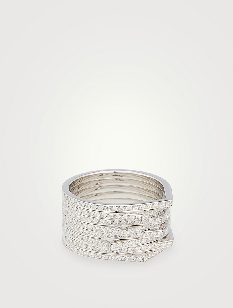 Antifer 8-Row White Gold Ring With Diamonds