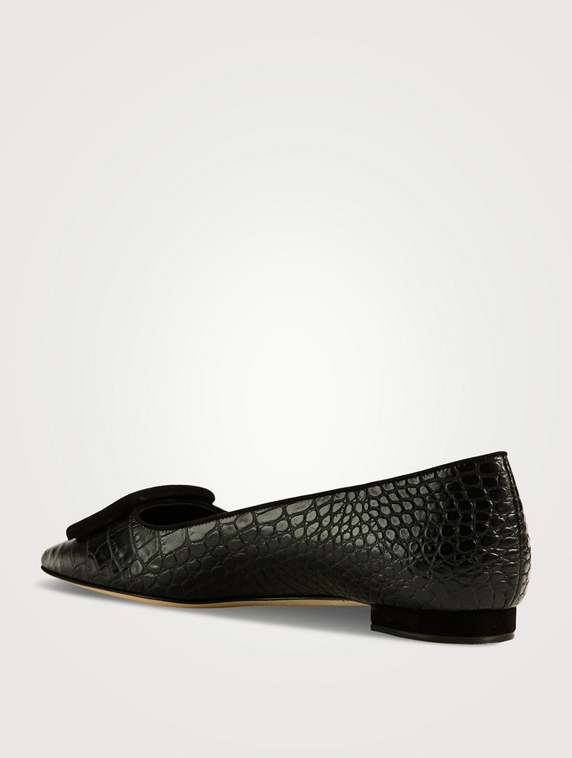 Maysalepumpflat Croc-Embossed Leather Ballet Flats