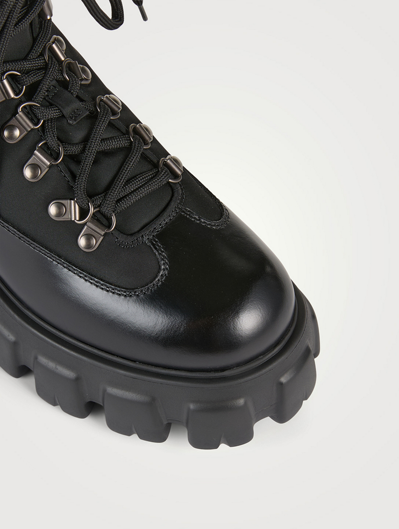 Monolith Shearling-Trimmed Hiking Boots