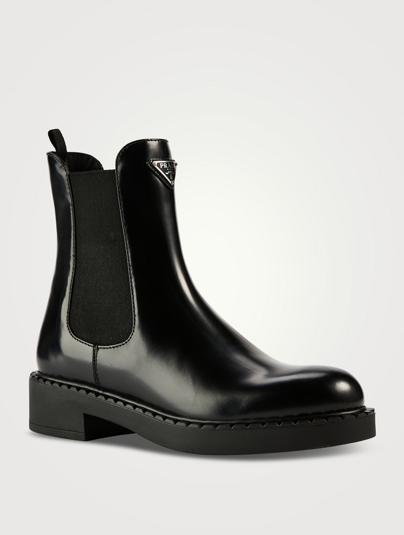 PRADA Chocolate Leather Chelsea Boots | Holt Renfrew