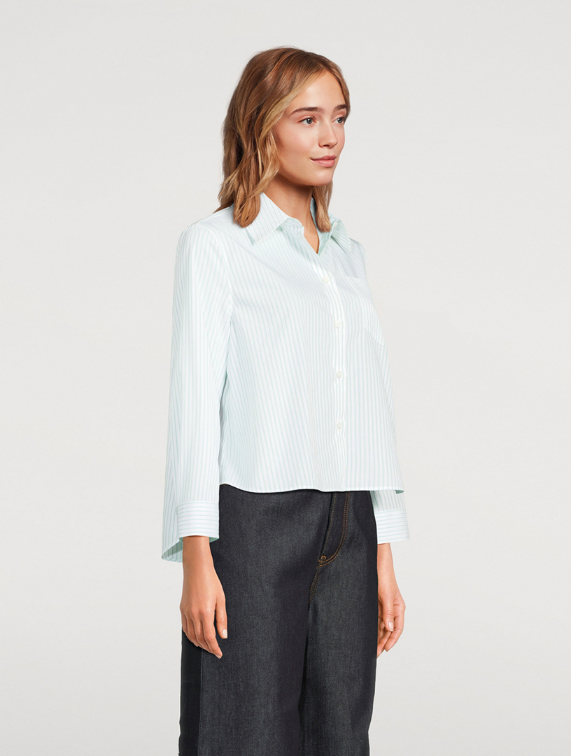 Split-Back Shirt Stripe Print
