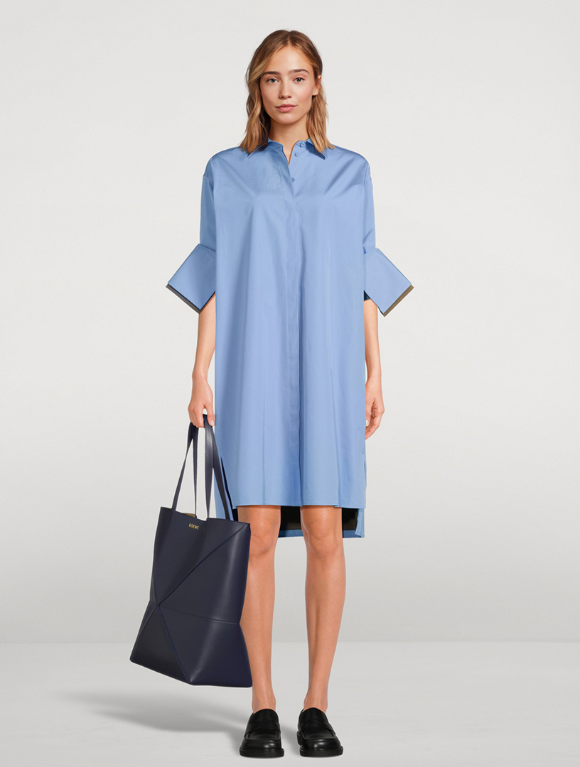 Turn-Up Poplin Shirt Dress