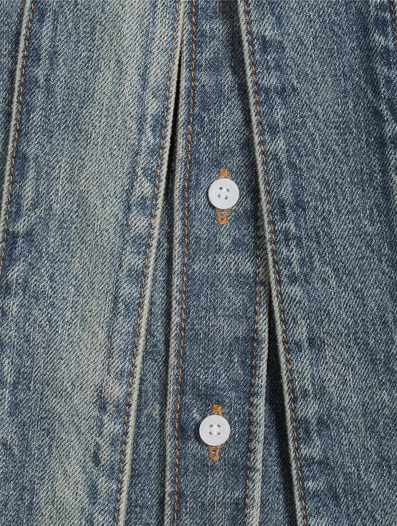 Tie-Neck Denim Shirt