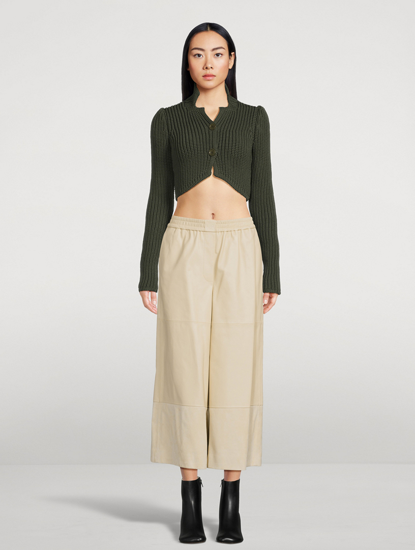 Leather Wide-Leg Trousers