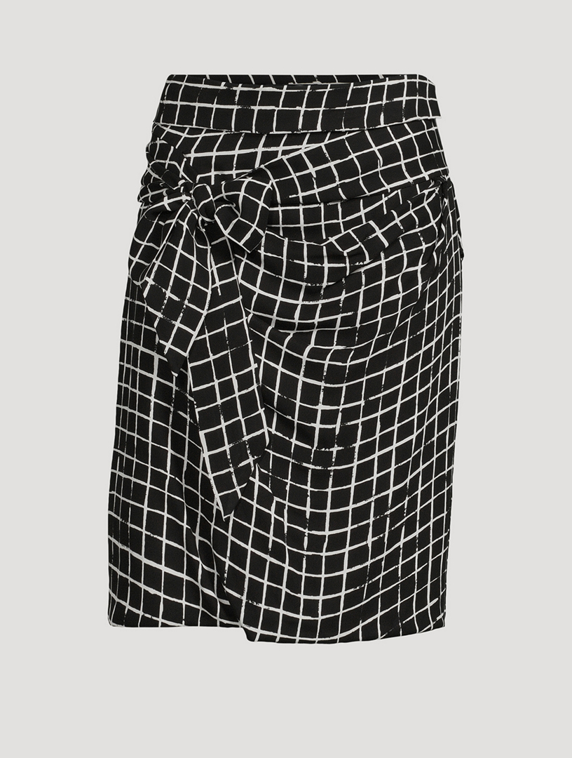 DRIES VAN NOTEN Smith Knotted Skirt In Grid Print Holt Renfrew