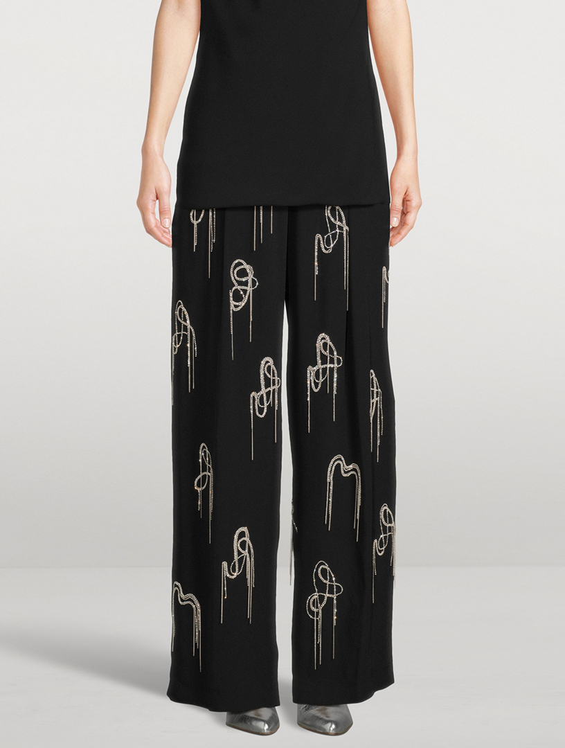 Porter Embellished Wide-Leg Trousers
