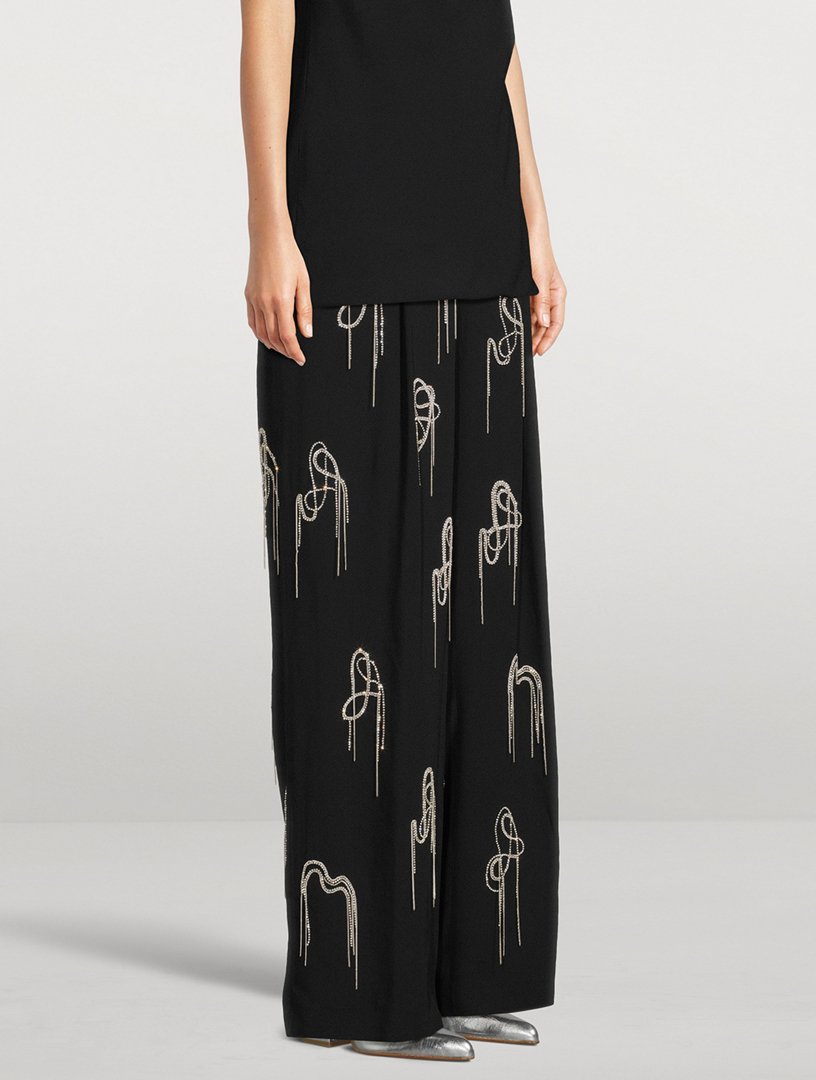 Porter Embellished Wide-Leg Trousers