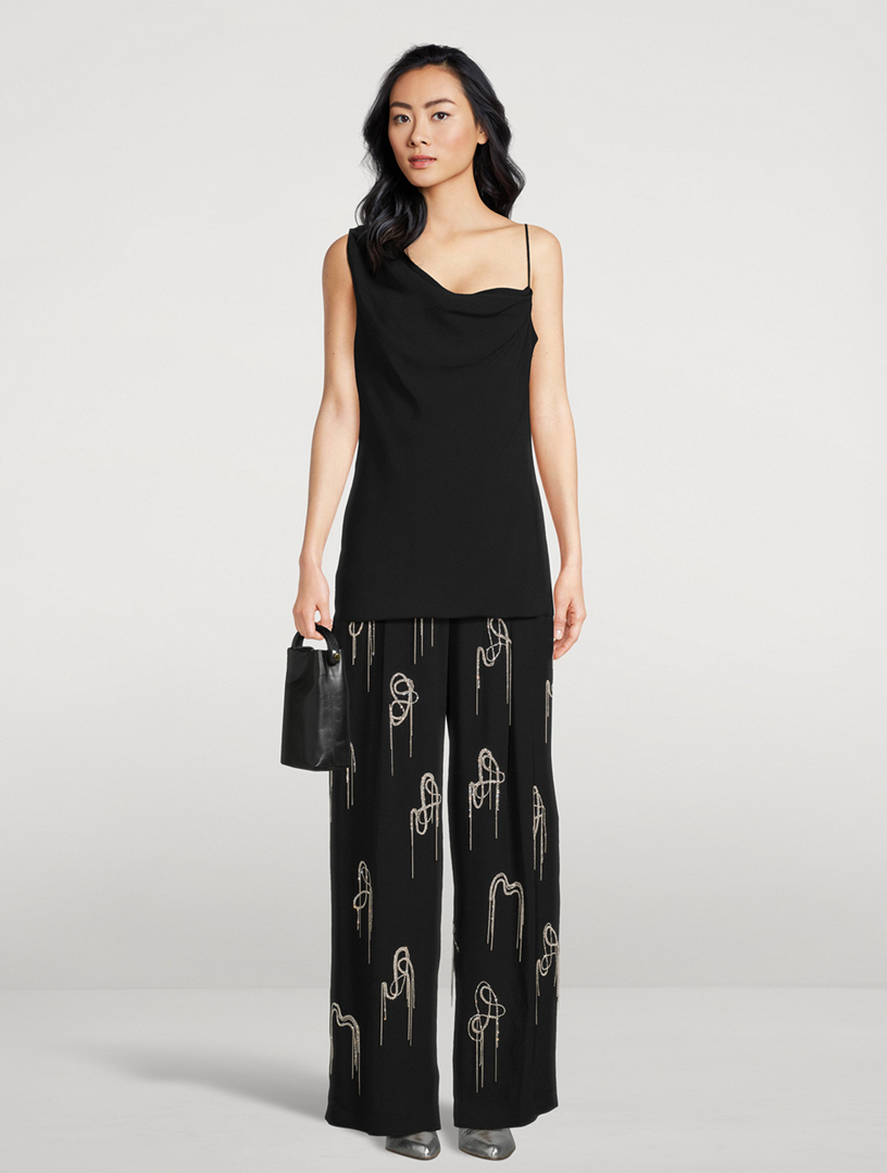 Porter Embellished Wide-Leg Trousers