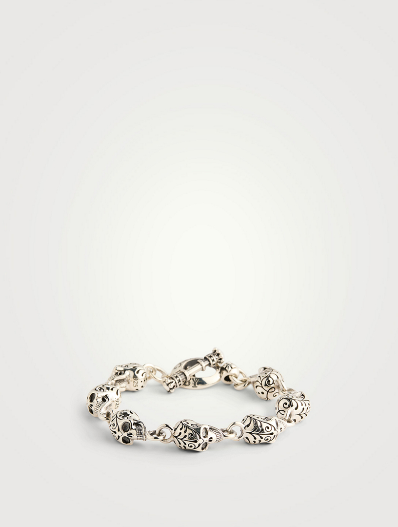 Silver 20th Anniversary Edition Day Of The Dead Skull Bracelet