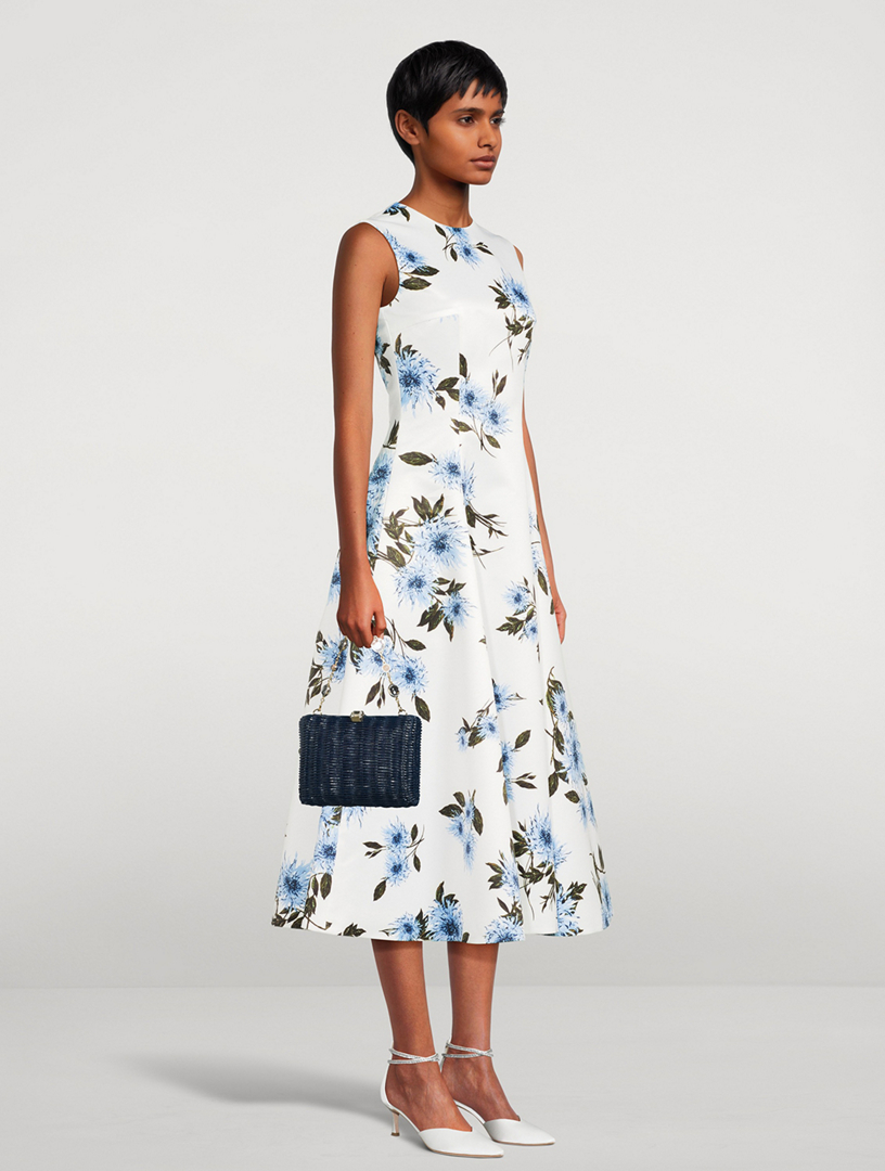 Mara Taffeta Faille Midi Dress Dahlia Print
