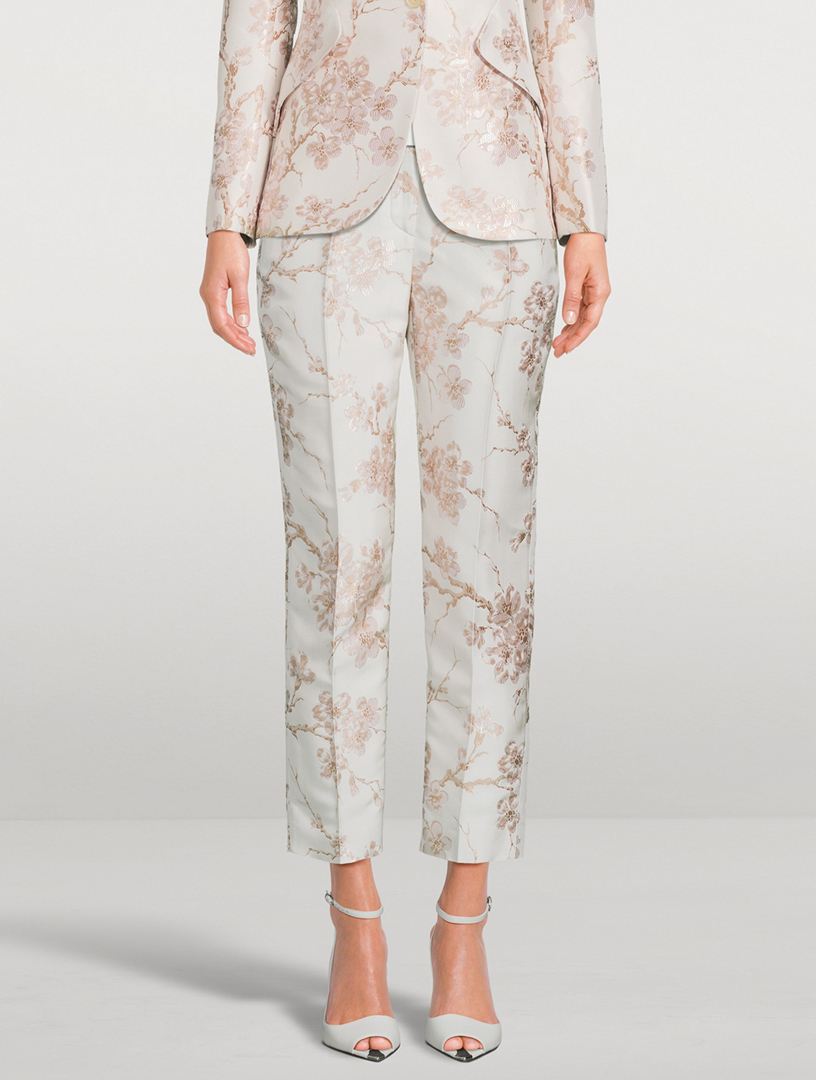 Blossom Jacquard Cigarette Trousers