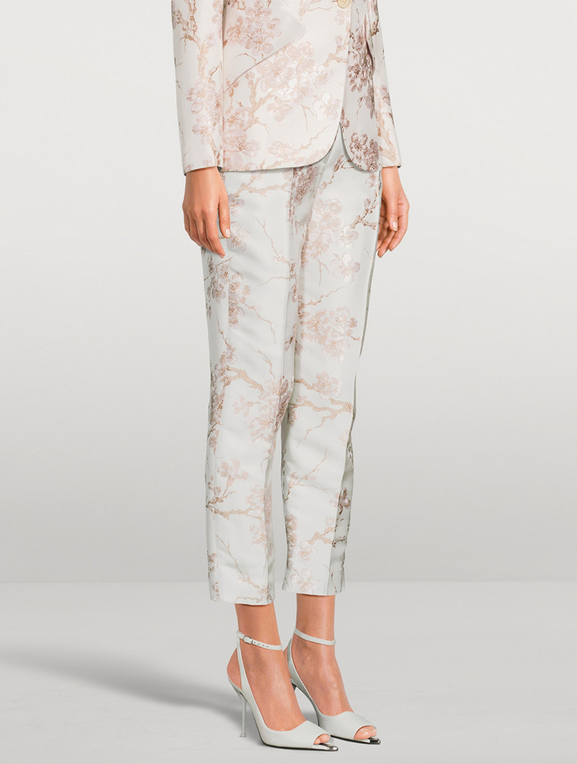 Blossom Jacquard Cigarette Trousers