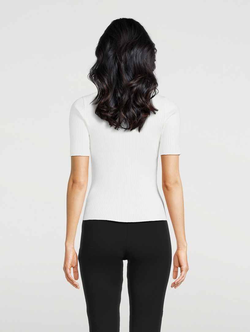 Rib-Knit Polo Shirt