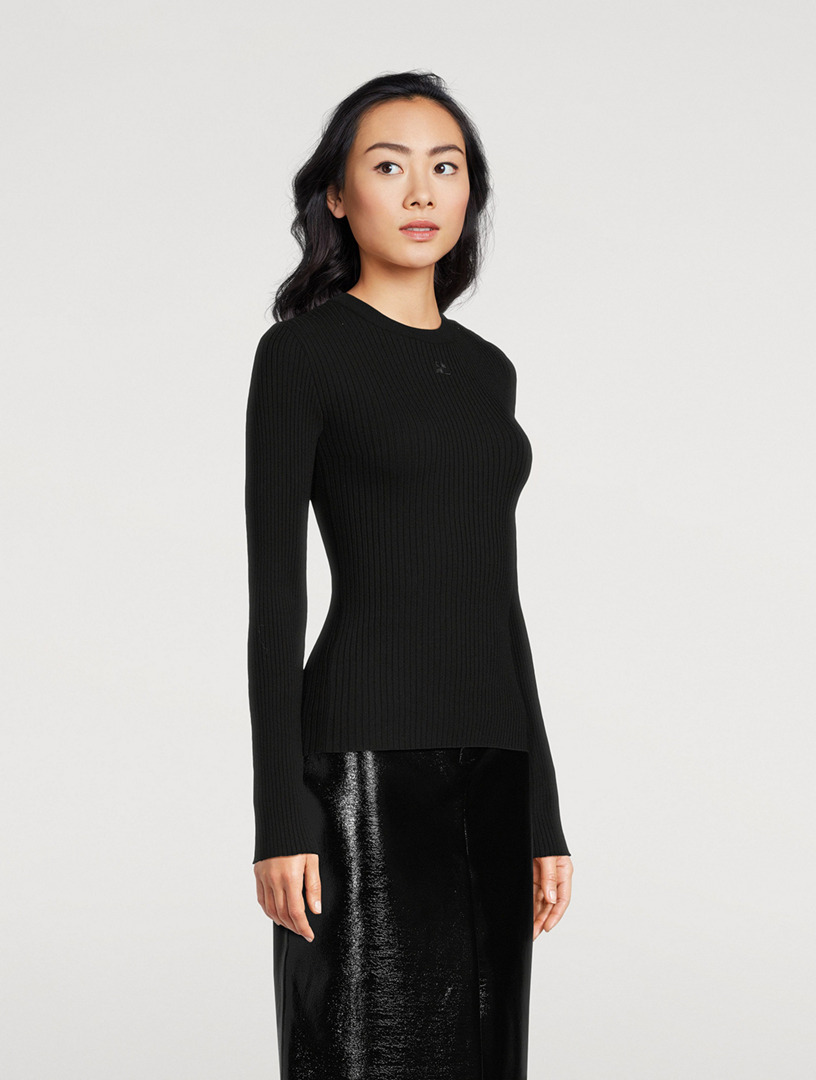Snap-Trimmed Rib-Knit Top