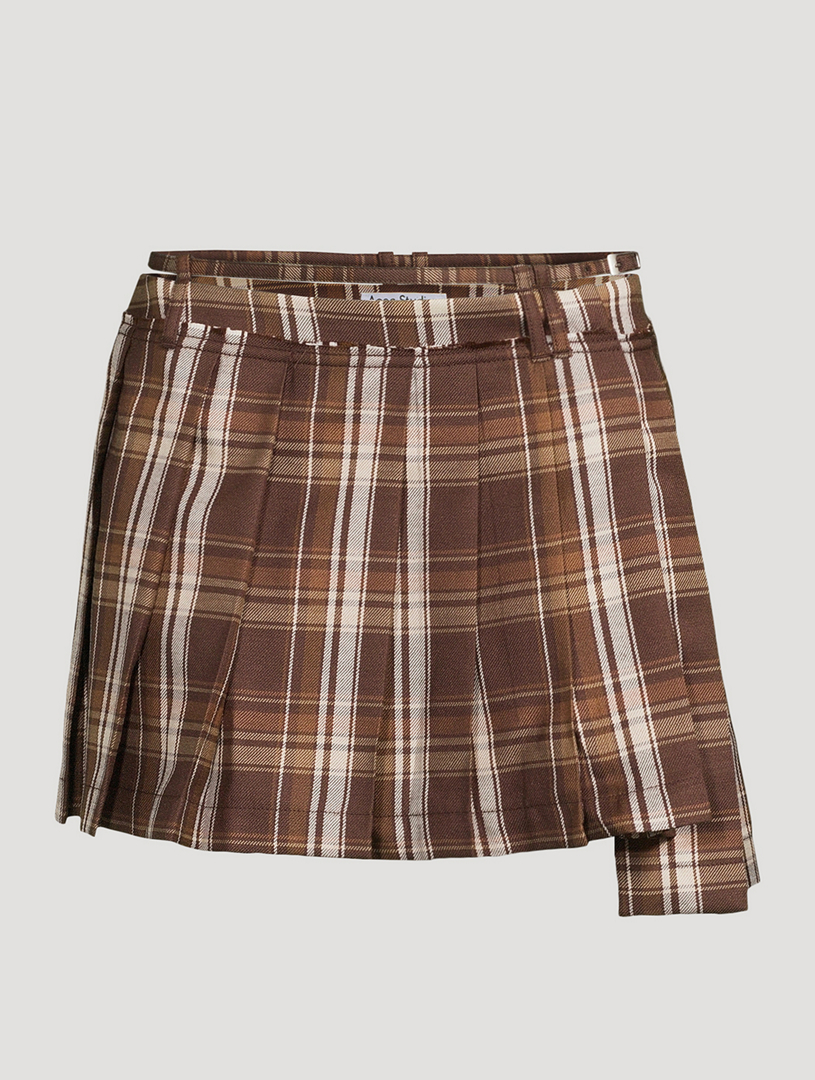 Pleated Mini Skirt Plaid Print