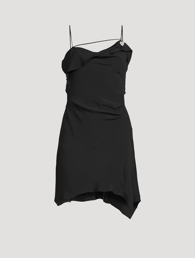 Draped Silk Georgette Mini Dress