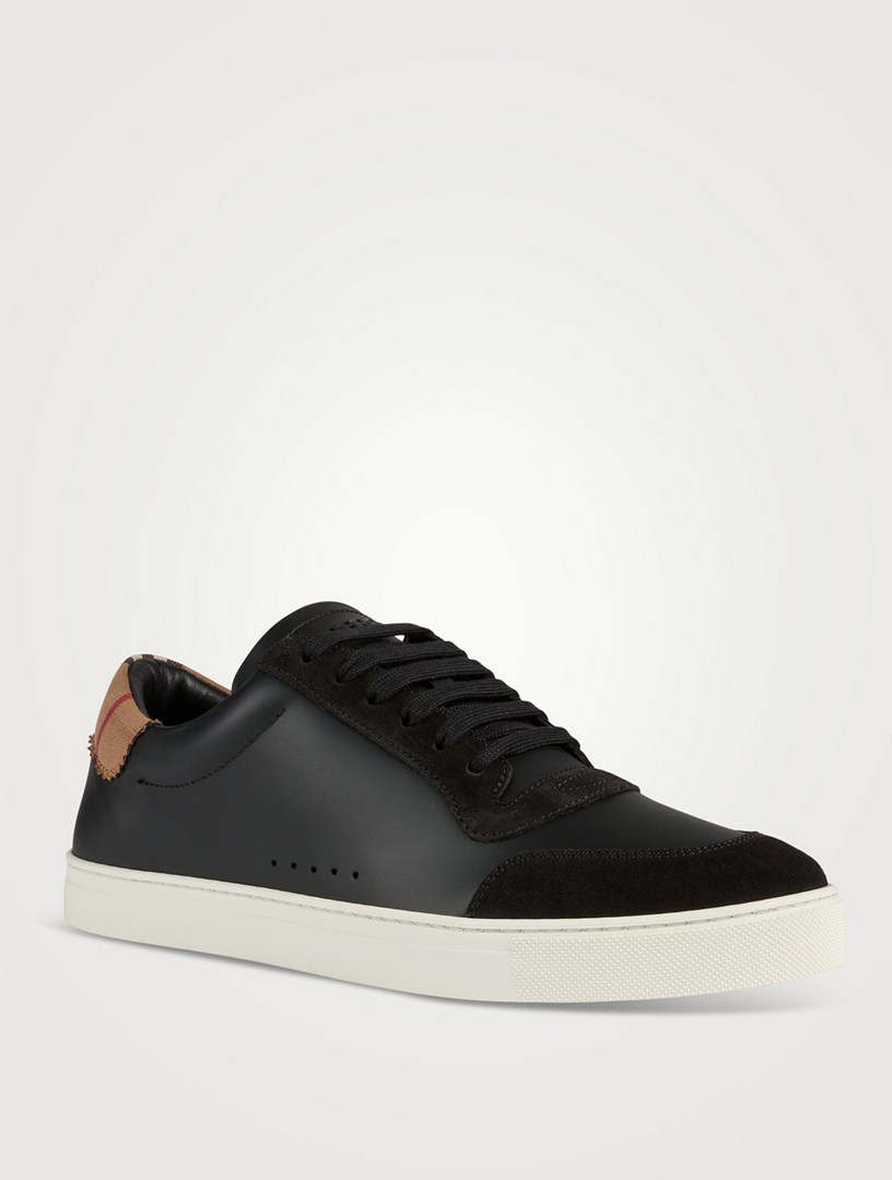BURBERRY Leather Suede And Vintage Check Cotton Sneakers