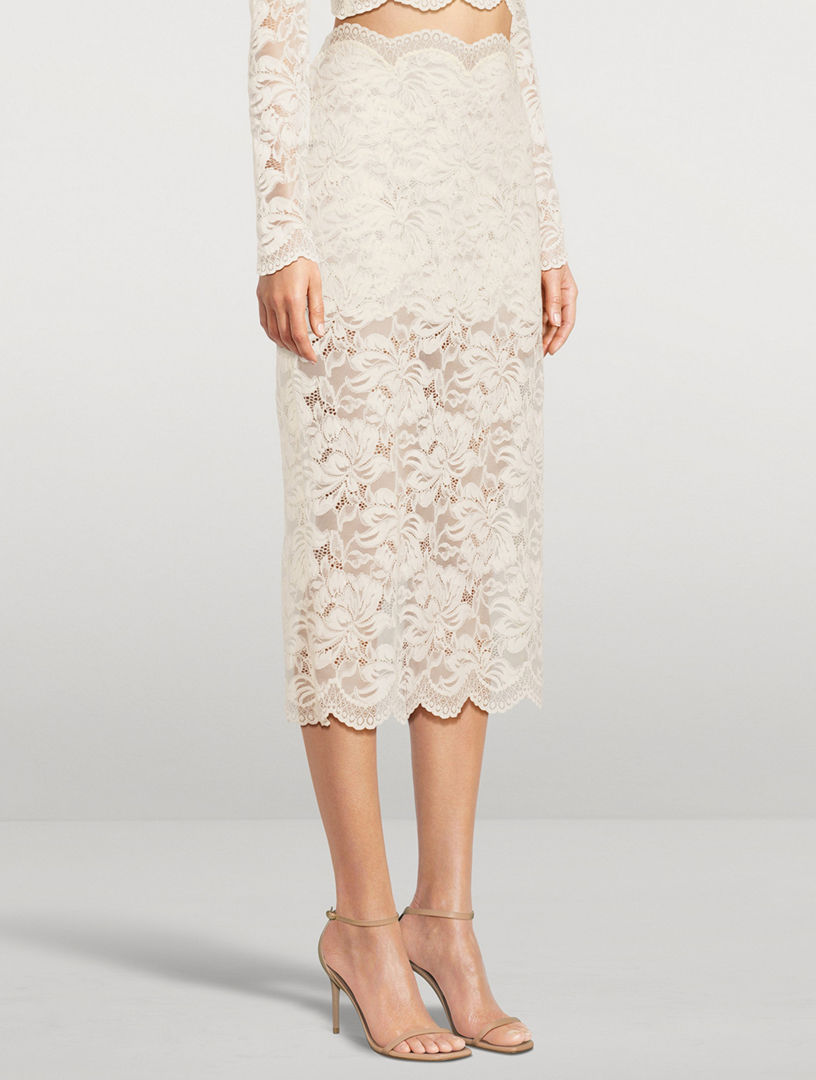 Stretch Lace Midi Skirt