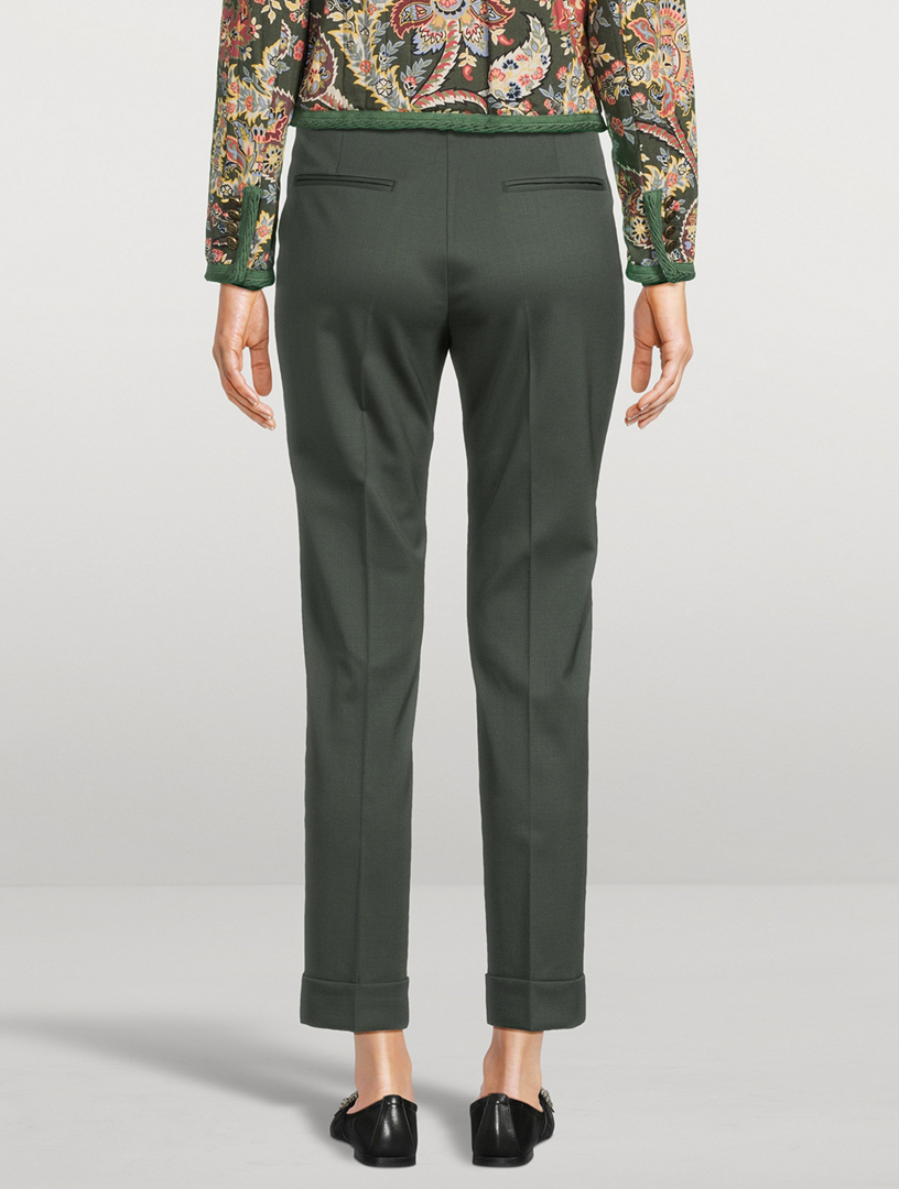 Stretch Wool Straight-Leg Trousers