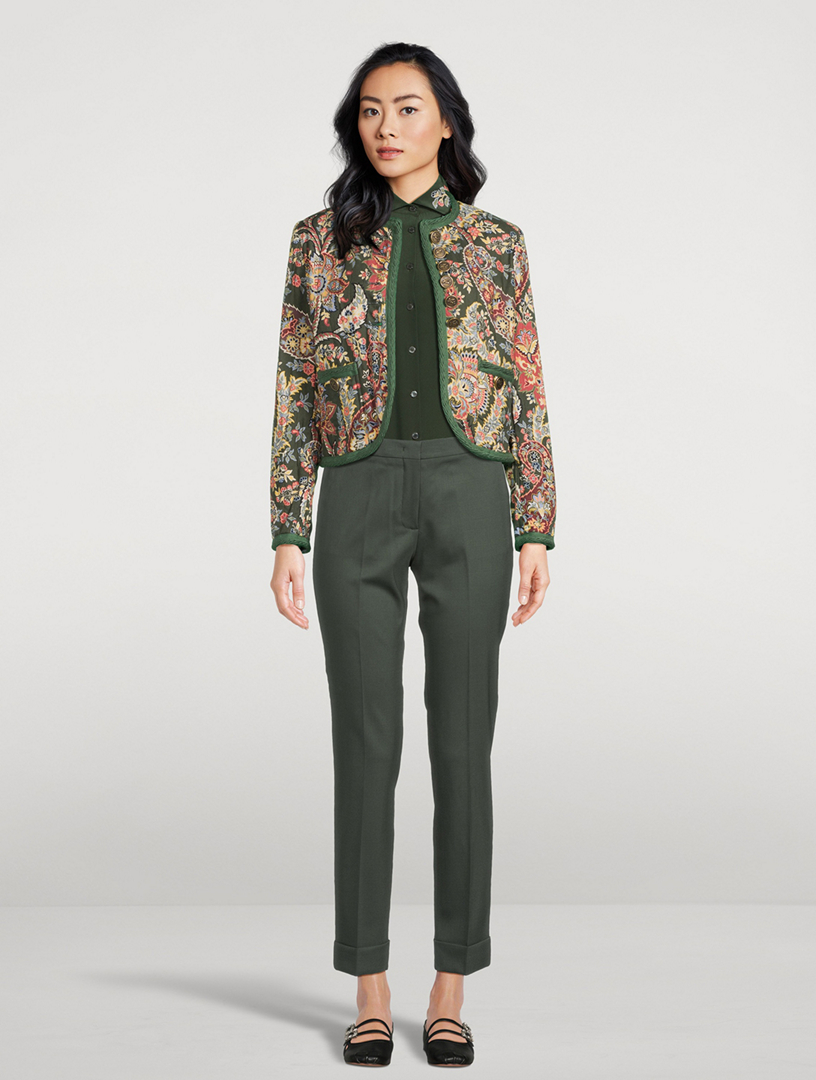 Stretch Wool Straight-Leg Trousers