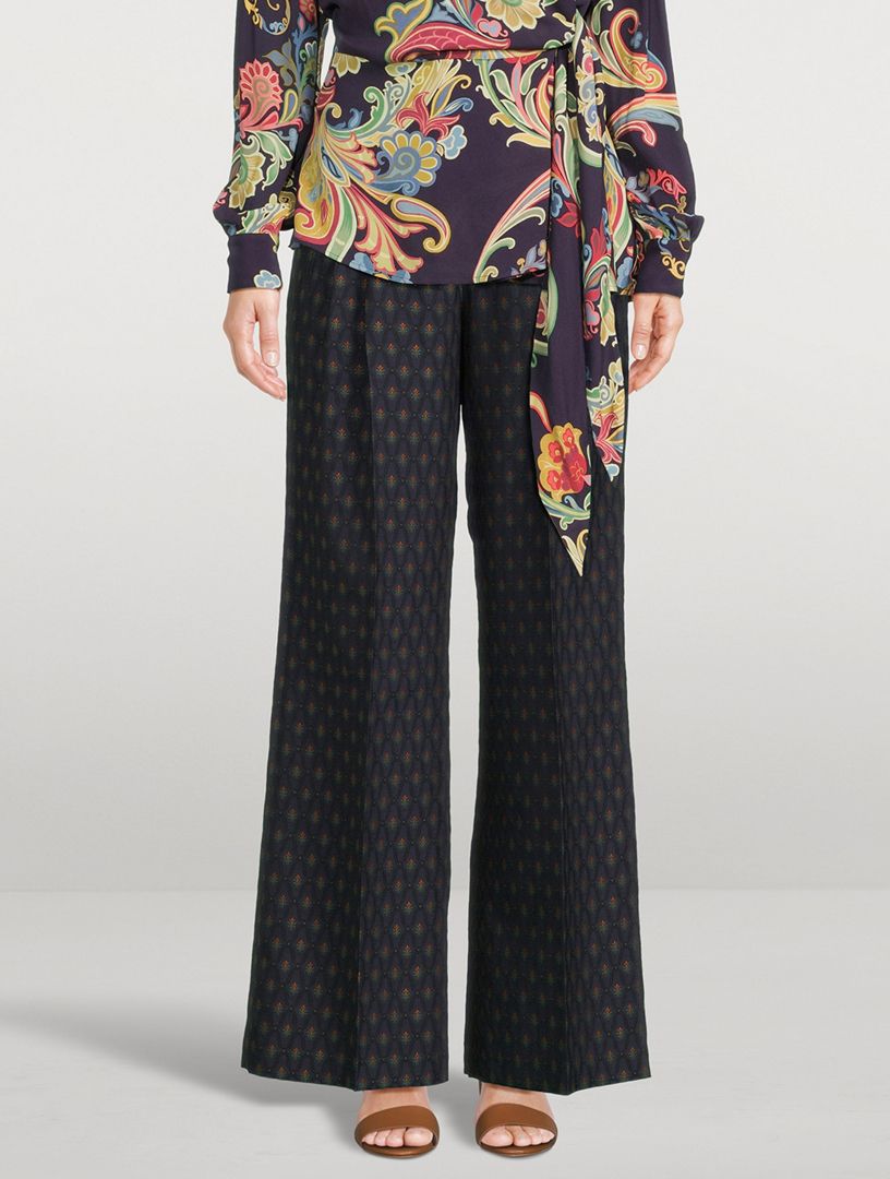 Jacquard Wide-Leg Trousers