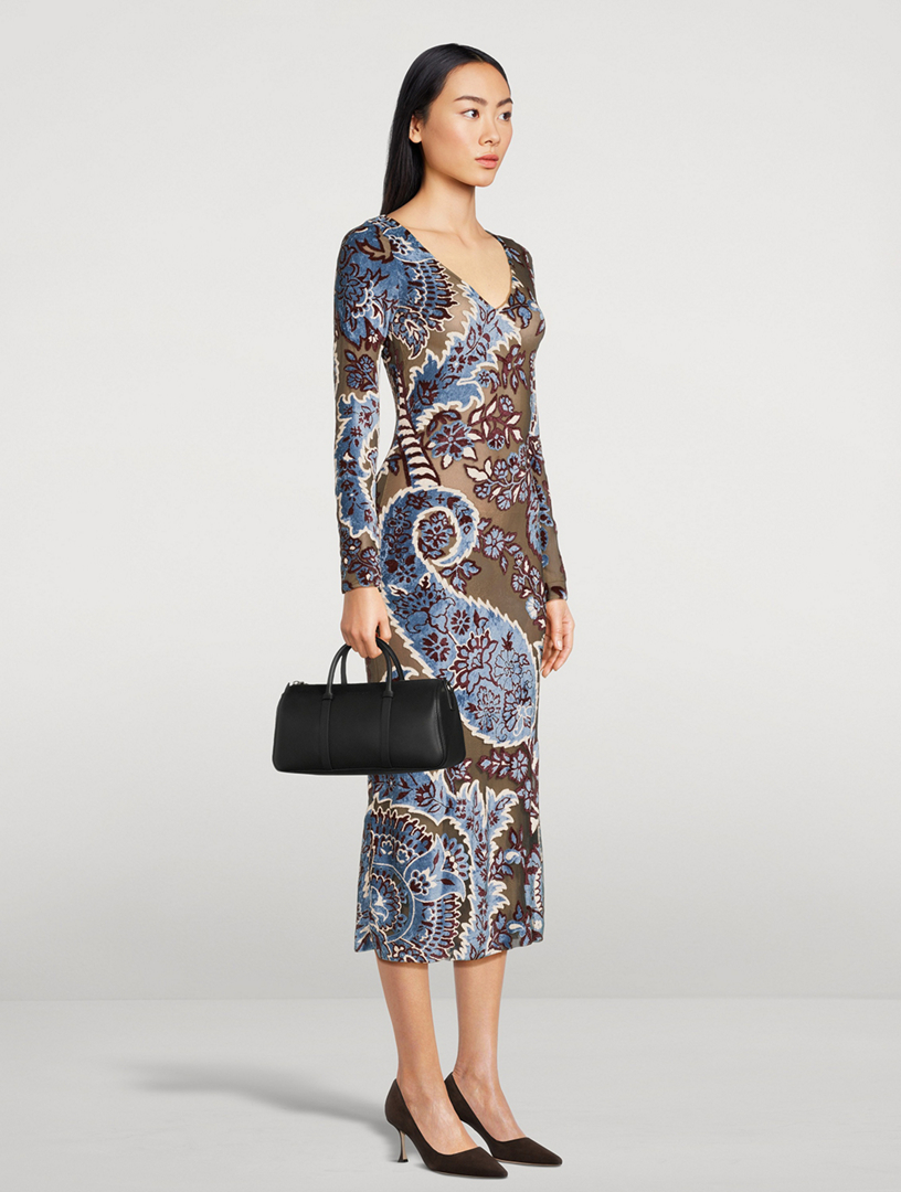 Velvet Midi Dress Paisley Print