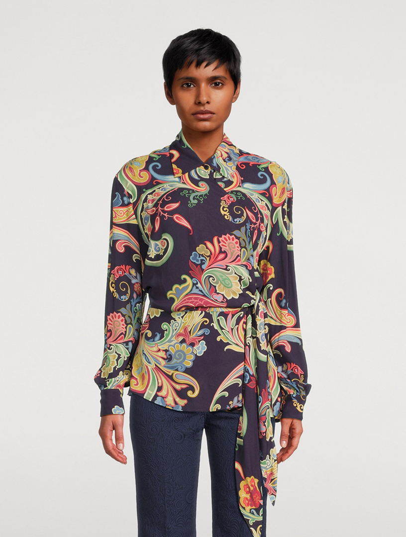 Wrap Shirt Paisley Print