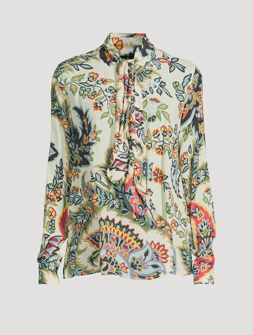 Tie-Neck Blouse Floral Print