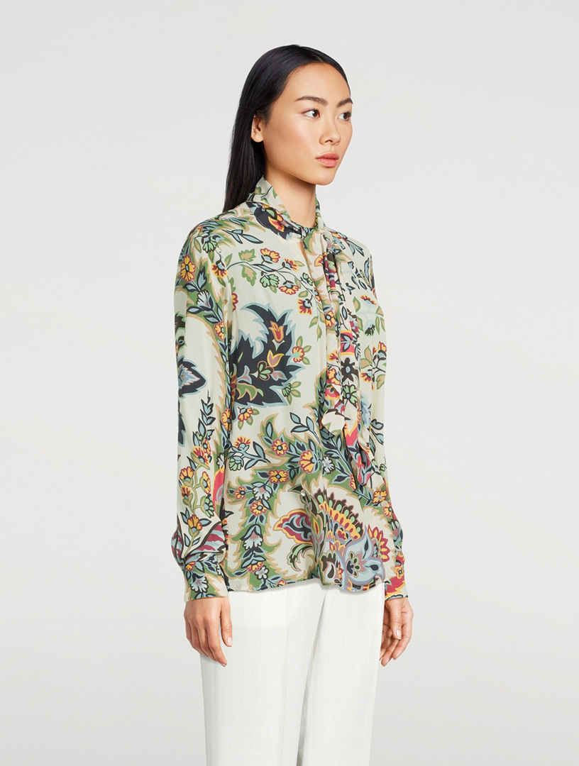 Tie-Neck Blouse Floral Print
