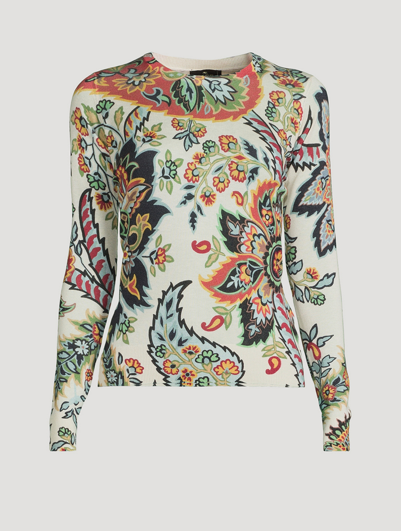 Paisley Jacquard Silk Cashmere Sweater